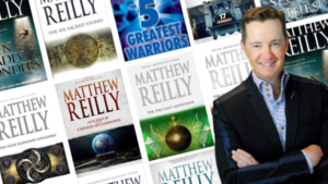 Portadas de libros de Jack West Jr. de Matthew Reilly con elementos de acción y arqueología