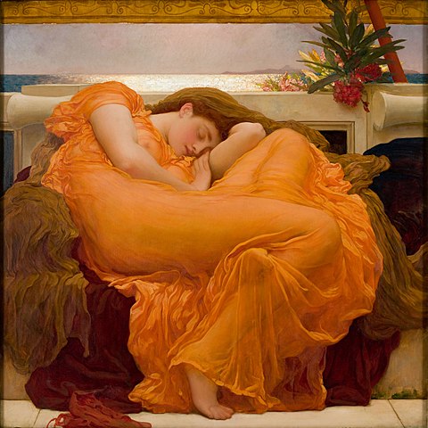 Frederic Leighton, “Flaming June” (1895). Una oda al descanso y la quietud como forma de belleza.